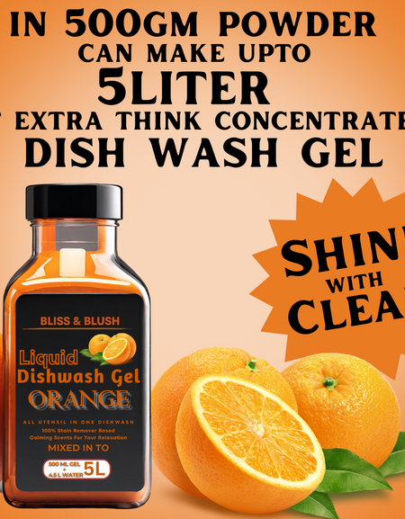 Dish Wash Gel | Orange Fragrance|In 500Gm Powder Can Make Upto 5 LTR. Liquid Dish Wash