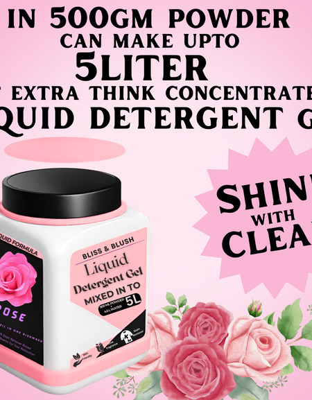 Bliss And Blish Detergent Gel 500ml Rose | In 500Gm Powder Can Make Upto 5 LTR. Liquid