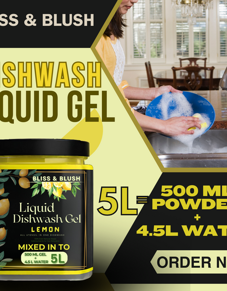 Bliss And Blush Dish Wash Gel 500-gm Lemon | In 500Gm Powder Can Make Upto 5 LTR. Dish Wash Liquid
