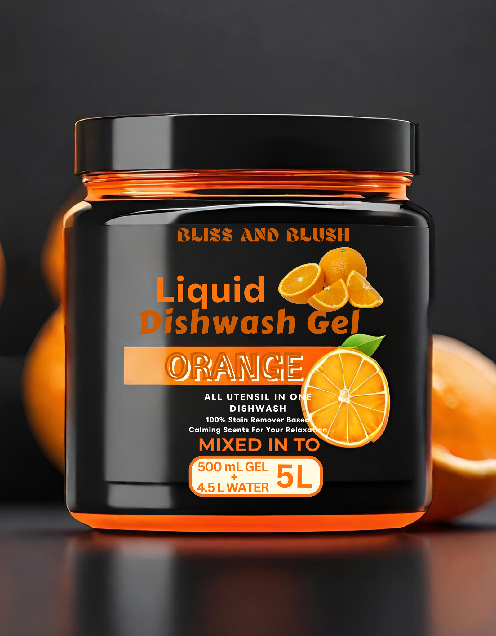 Dish Wash Gel |With Orange Fragrance|In 500Gm Powder Can Make Upto 5 LTR. Dish Wash Liquid