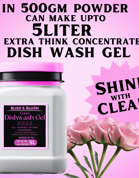 Dish Wash Gel 500gm |  In 500Gm Powder Can Make Upto 5 LTR. Rose Dish Wsah