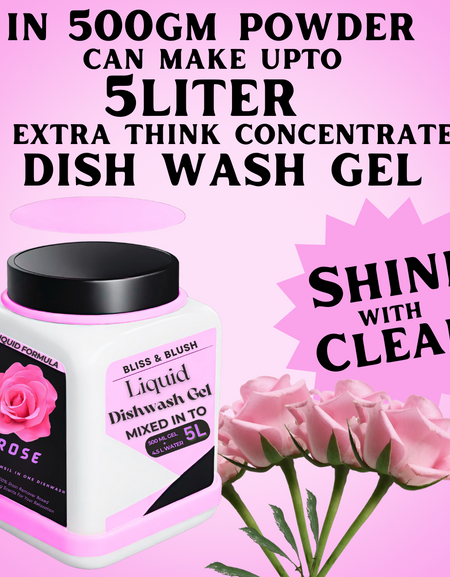 Dish Wash Liquid Gel  rose  | In 500Gm Powder Can Make Upto 5 LTR. Liquid Of Dish Wash