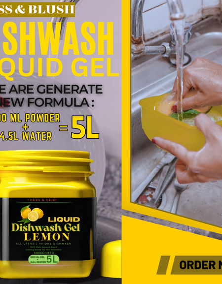 Dish Wash Gel 500 GM Lemon | In 500Gm Powder Can Make Up to 5 LTR. Of Extra Think Concentrated Dish Wash Gel.