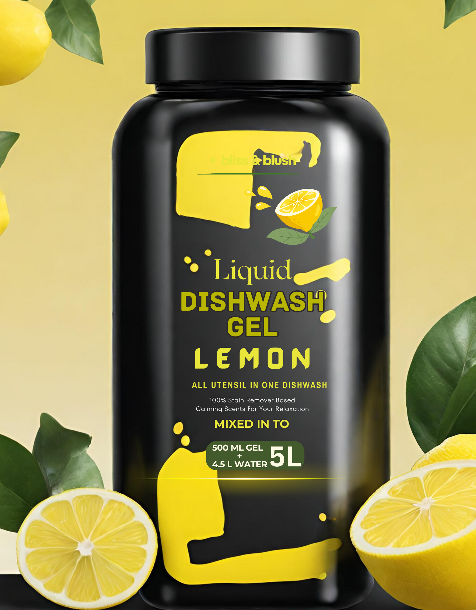 Dish Wash Liquid Gel Lemon | In 500Gm Powder Can Make Upto 5 LTR. Liquid