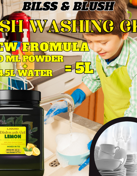 Dish Wash Gel 500 GM Lemon | Leaves No Residue | In 500Gm Powder Can Make Upto 5 LTR. Liquid