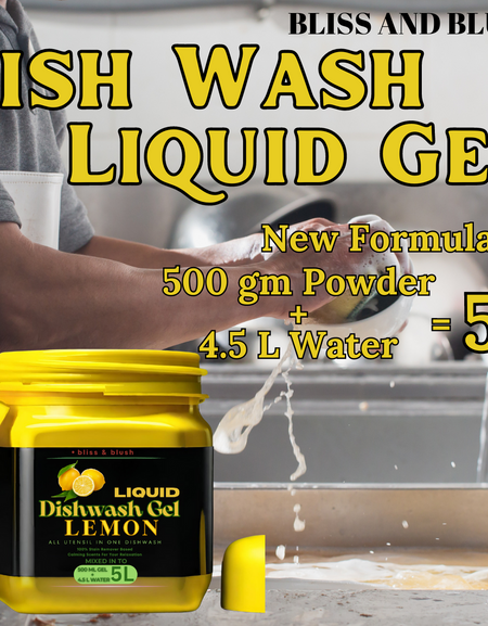 Dish Wash Gel 500 GM Lemon | In 500Gm Powder Can Make Up to 5 LTR. Of Extra Think Concentrated Dish Wash Gel.