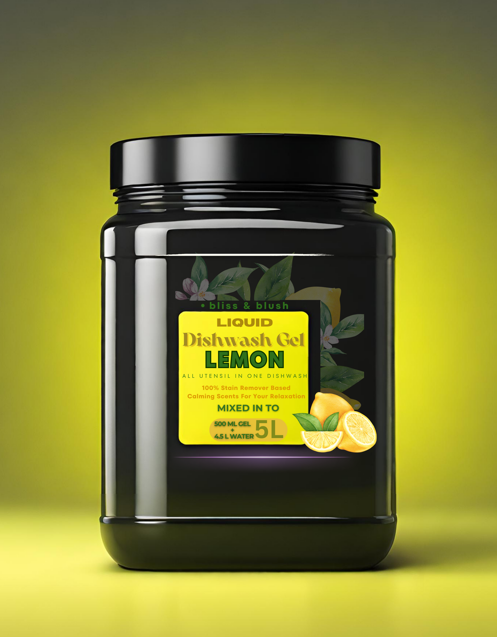 Dish Wash Gel 500 GM Lemon | Leaves No Residue | In 500Gm Powder Can Make Upto 5 LTR. Liquid