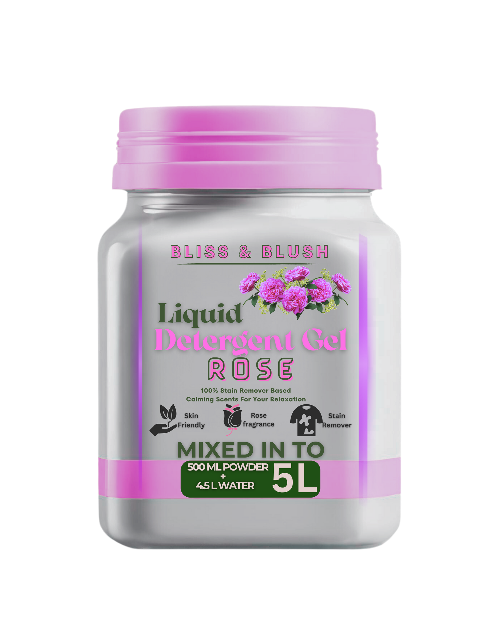 Bliss & Blush Detergent Liquid Gel 500gm | With Rose Fragrance | In 500Gm Powder Can Make Upto 5 LTR. Liquid