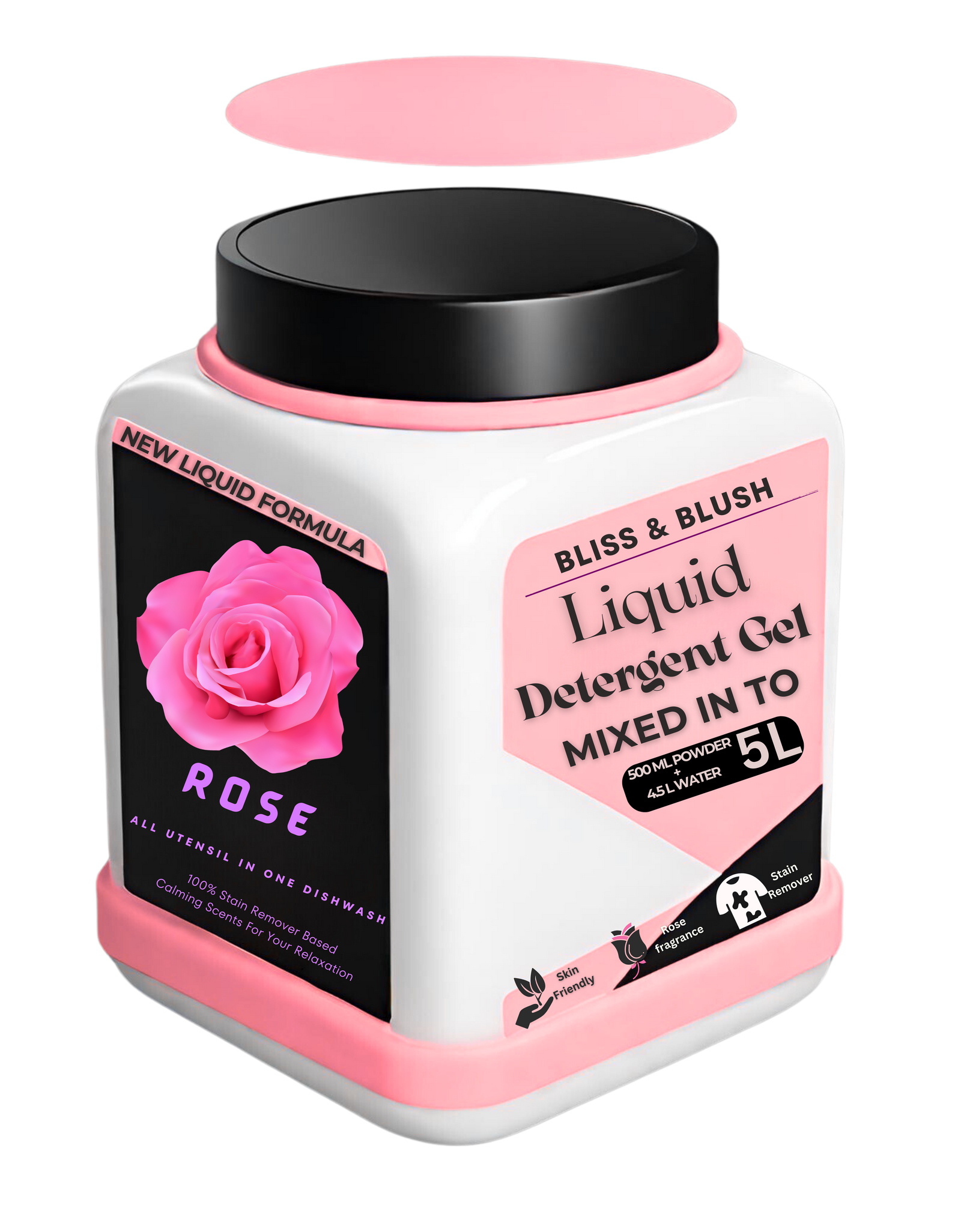 Bliss And Blish Detergent Gel 500ml Rose | In 500Gm Powder Can Make Upto 5 LTR. Liquid