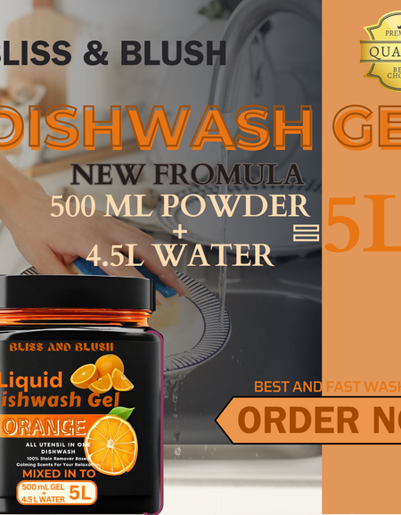 Dish Wash Gel |With Orange Fragrance|In 500Gm Powder Can Make Upto 5 LTR. Dish Wash Liquid