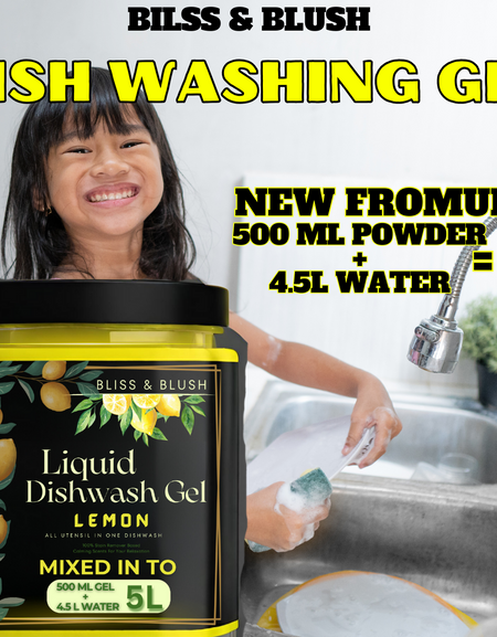 Bliss And Blush Dish Wash Gel 500-gm Lemon | In 500Gm Powder Can Make Upto 5 LTR. Dish Wash Liquid