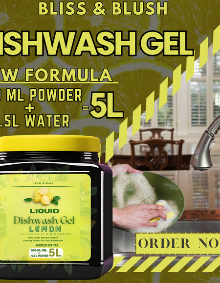 Dish Wash Liquid Gel Lemon | In 500Gm Powder Can Make Upto 5 LTR. Dish Wash Liquid.| Safe for Baby & Pet Utensils