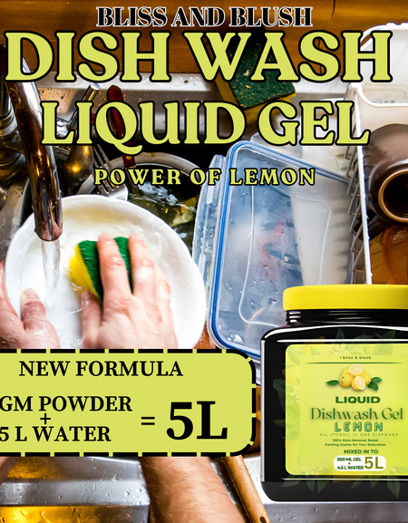 Dish Wash Liquid Gel Lemon | In 500Gm Powder Can Make Upto 5 LTR. Dish Wash Liquid.| Safe for Baby & Pet Utensils
