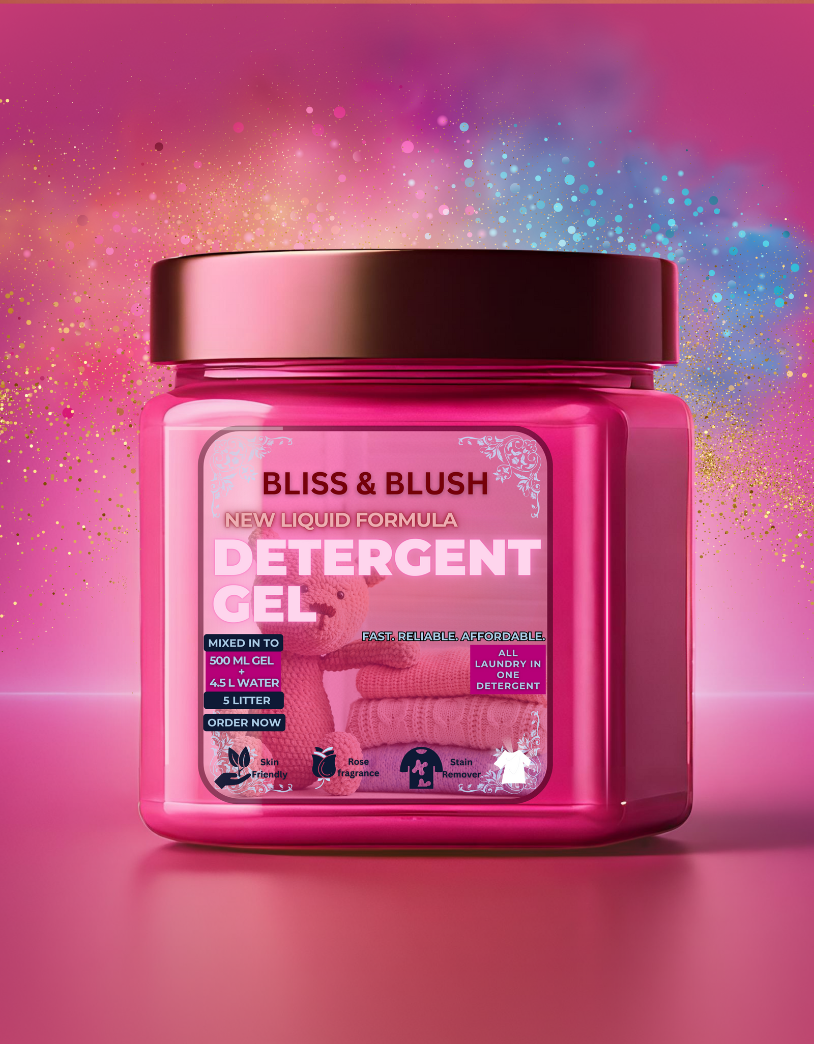 Bliss And Blush Detergent Liquid Rose | In 500Gm Powder Can Make Upto 5 LTR. Liquid