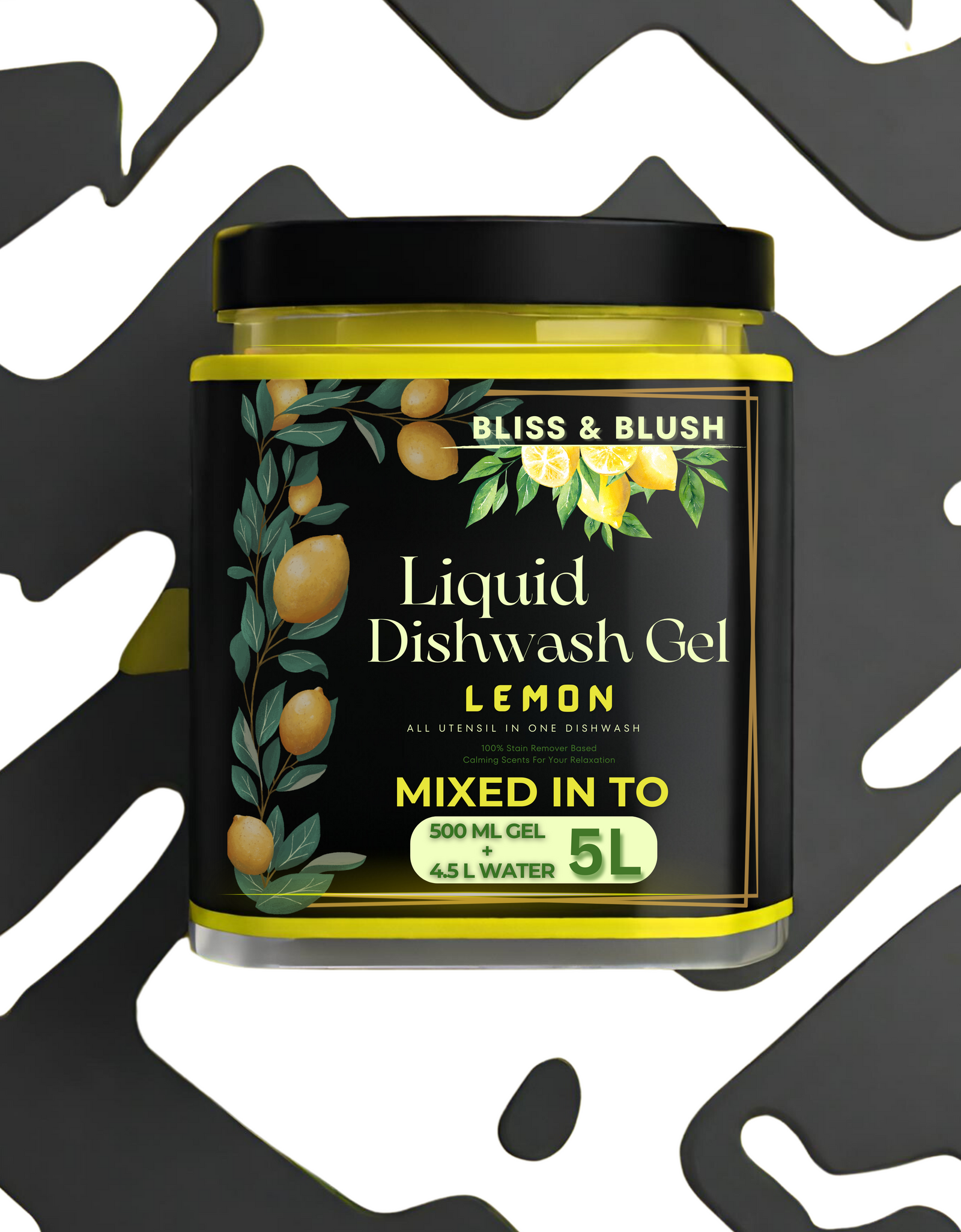 Bliss And Blush Dish Wash Gel 500-gm Lemon | In 500Gm Powder Can Make Upto 5 LTR. Dish Wash Liquid