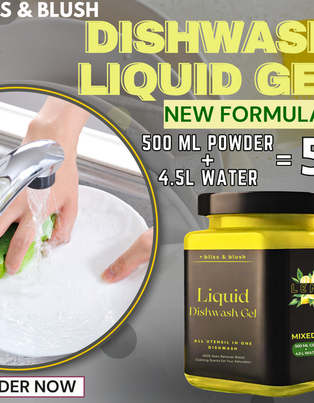 Dish Wash Liquid Gel  | In 500Gm Powder Can Make Upto 5 LTR | Leaves No Residue, Grease Cleaner For All Utensils